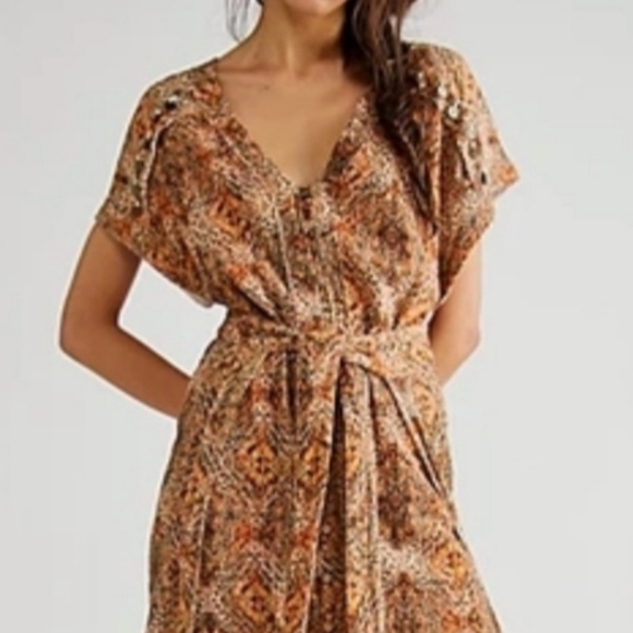 New!Free People Farrah‎ Bohemian Printed Dress - Picture 3 of 14